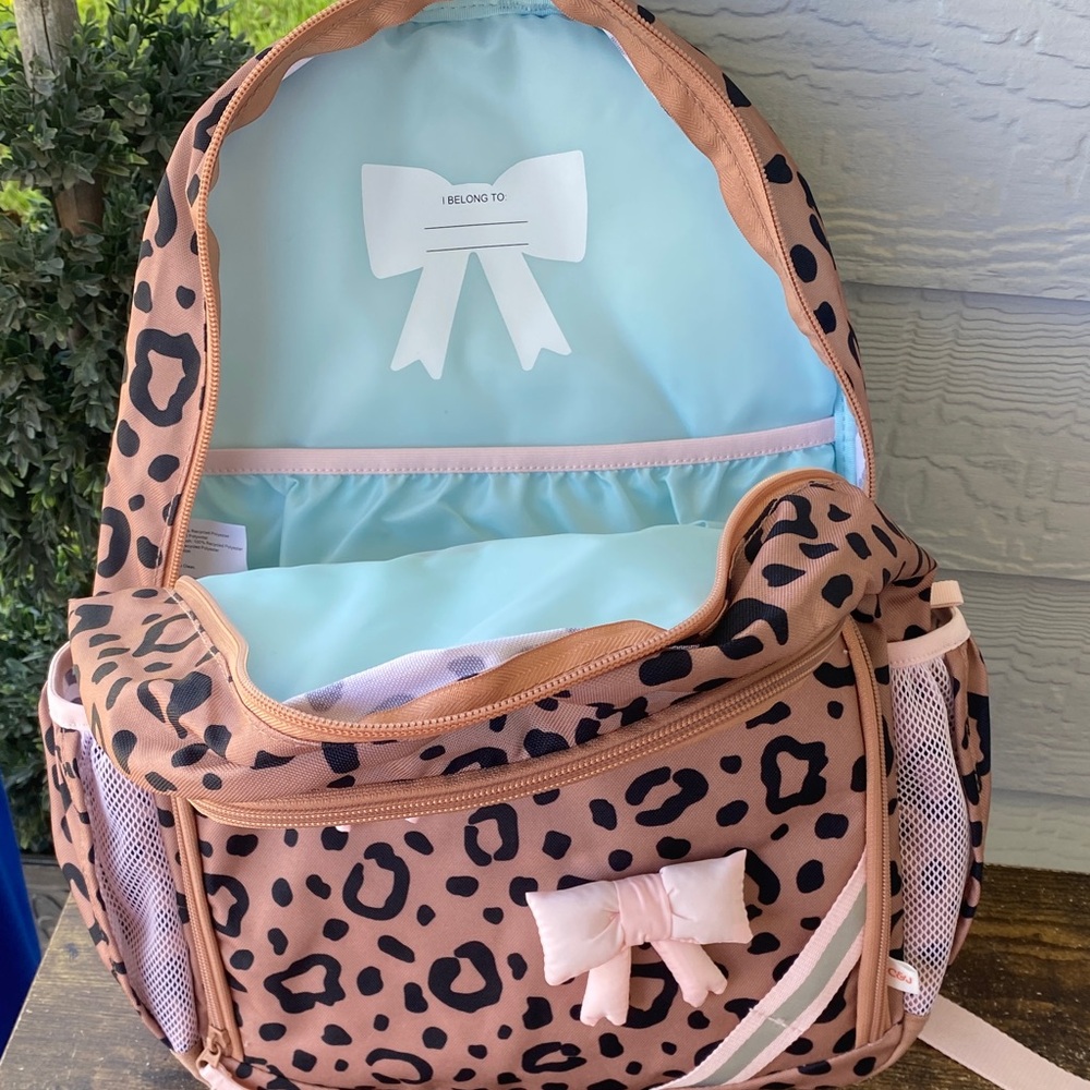 Cat & Jack Leopard Print Backpack with Pink Bows - Picture 6 of 6